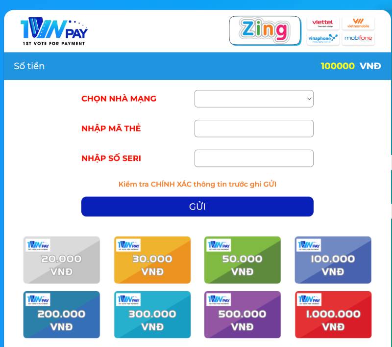 Nạp tiền qua thẻ cào