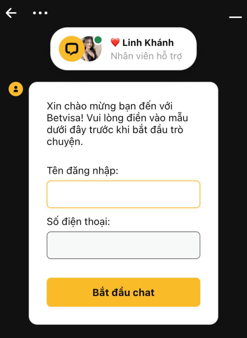 Trò chuyện trực tuyến với Betvisa